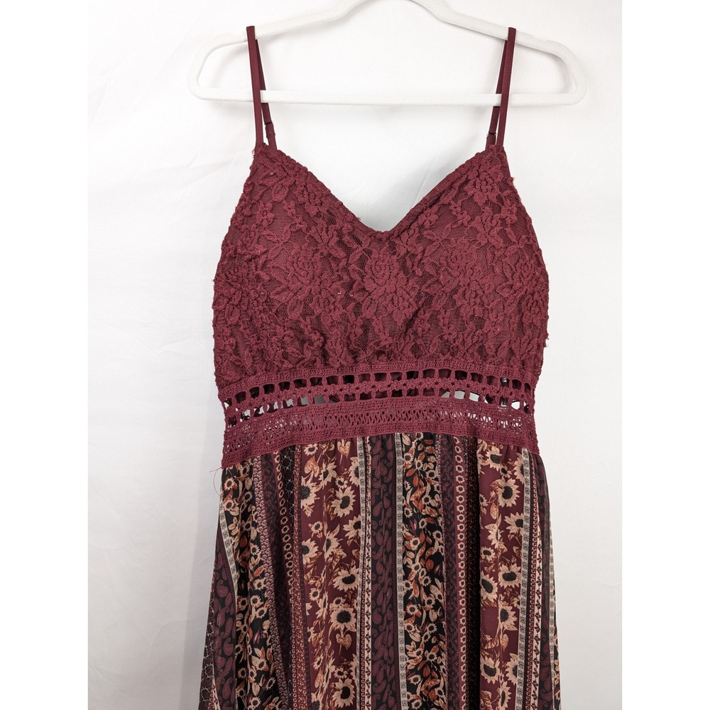 Boho Floral Fairy Lace Paisley High Low Maxi Dress Size XL Coastal Beach Resort - Picture 3 of 10